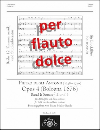 Sonaten aus op.4 Band 1 (Nr.2, 4) fr Altblockflte und Bc