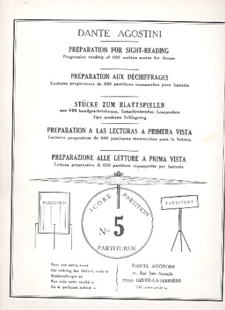 Preparation for Sight-Reading 5 Progressive reading of 600 written scores for drums