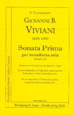 Sonata prima op.4,23 für 5 gleiche Bläser Partitur und Stimmen