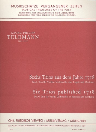 Trio Nr.6 fr Violine, Violoncello (Fagott) und Bc Stimmen