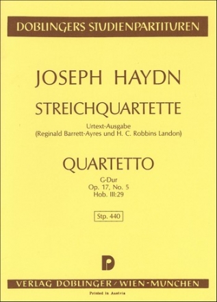 Streichquartett G-Dur op.17,5 Hob.III:29 Studienpartitur
