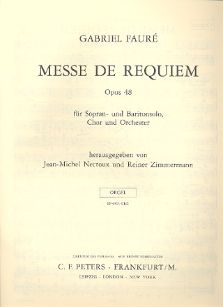 Requiem op.48 fr Soli (S, Bar), Chor und Orchester Orgel