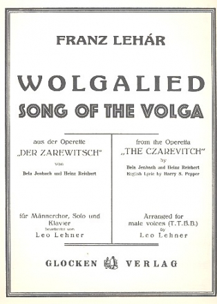 Wolgalied aus der Zarewitsch fr Mnnerchor, Solo und Klavier Partitur