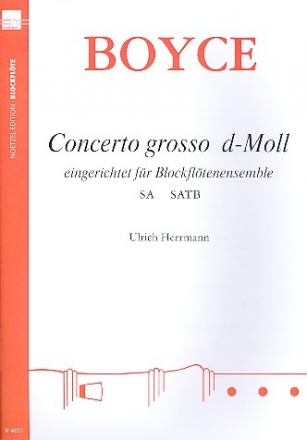 Concerto grosso d-Moll fr Blockfltenensemble (SA Solo/SATB) Partitur und 5 Stimmen