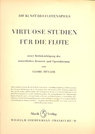 Die Kunst des Fltenspiels Virtuose Studien fr die Flte Praktische Virtuosenstudien op.7