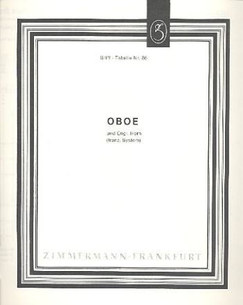 Grifftabelle für Oboe und Englischhorn (franz. System)