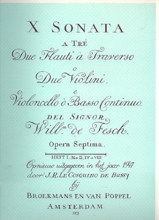 10 sonata a tre op.7 vol.1 (2, 4 ,8) per 2 flauti (2 violini) e bc