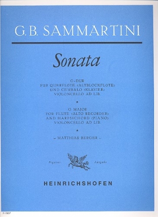 Sonate G-Dur  fr Flte (Altblockflte) und Klavier (Cembalo)