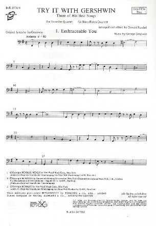 Try it with Gershwin - three of his best songs for recorder quartet Bablockflte