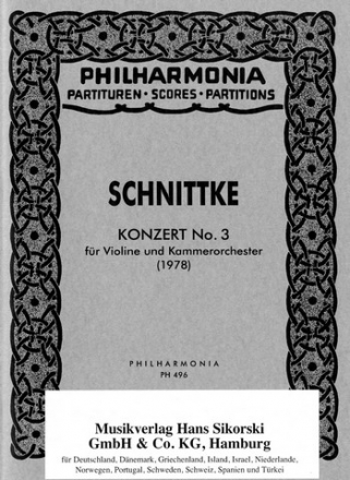 Konzert Nr.3 fr Violine und Kammerorchester Studienpartitur