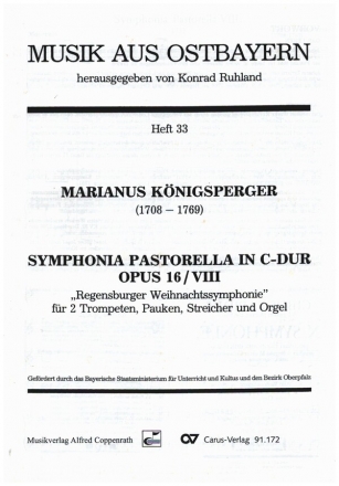 Symphonia pastorella C-Dur op.16,8 fr 2 Trompeten, Pauken, Streicher und Orgel Partitur