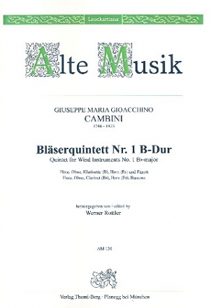 Quintett B-Dur Nr.1 fr Flte, Oboe, Klarinette, Horn und Fagott Stimmen