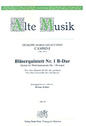 Quintett B-Dur Nr.1 fr Flte, Oboe, Klarinette, Horn und Fagott Stimmen