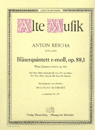 Quintett e-Moll op.88,1 fr Flte, Oboe, Klarinette, Horn in F und Fagott Stimmen