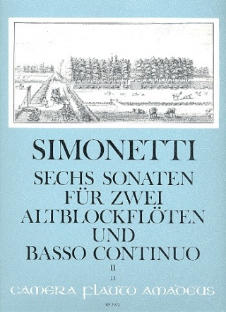 6 Sonaten op.2 Band 2 (Nr.4-6) fr 2 Altblockflten (Fl) und Bc