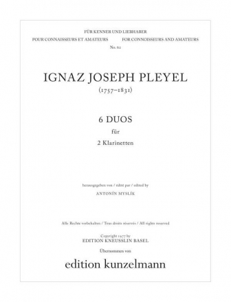 6 Original-Duos fr 2 Klarinetten Stimmen