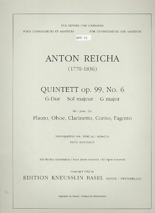 Quintett G-Dur op.99,6 fr Flte, Oboe, Klarinette, Horn und Fagott Stimmen