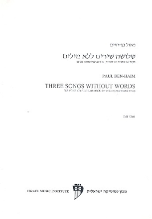 Three Songs Without Words for high voice (violin/flute/oboe) and piano score and part