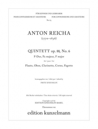 Quintett F-Dur op.88,6 fr Flte, Oboe, Klarinette, Horn und Fagott Stimmen