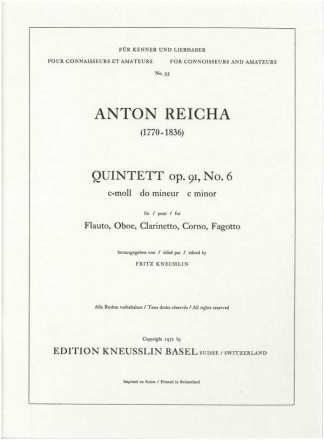 Quintett c-Moll op.91,6 fr Flte, Oboe, Klarinette, Horn und Fagott Stimmen