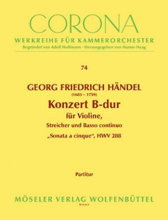 Konzert B-Dur fr Violine und Streichorchester Partitur