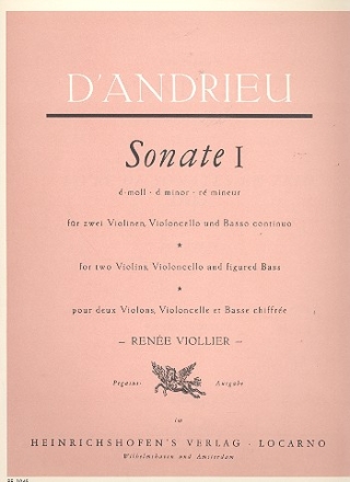 Sonate d-Moll Nr.1 fr 2 Violinen, Violoncello und Bc Partitur und Stimmen