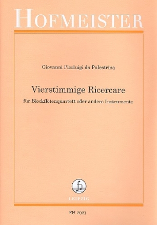 Vierstimmige Ricercare fr 4 Blockflten (diverse Instrumente) Partitur und Stimmen