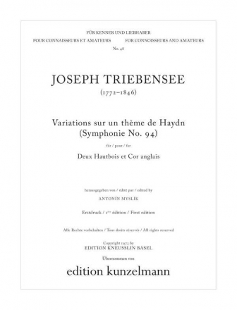 Variations sur un theme de Haydn (symphonie no.94) fr 2 Oboen und Englischhorn Stimmen