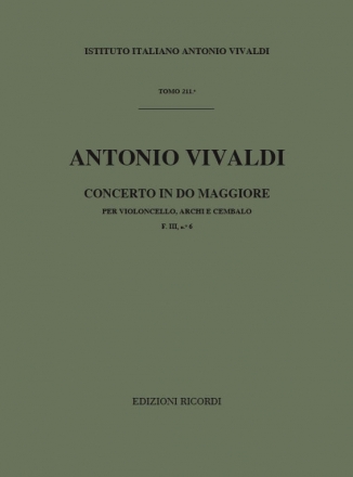 Concerto do maggiore fr Cello, Streicher und Bc Partitur