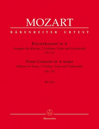 Konzert A-Dur KV414 fr Klavier und Orchester fr Klavier und Streichquartett