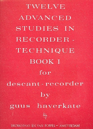 12 advanced Studies in Recorder Technique vol.1 (nos.1-6) for descant recorder