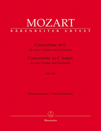Concertone C-Dur KV190 fr 2 Violinen und Orchester fr 2 Violinen und Klavier