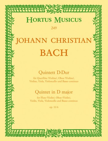 Quintett D-Dur op.11,6 fr Flte, Oboe, Violine, Viola, Violoncello und Bc,  Partitur und Stimmen