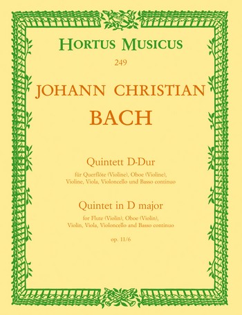Quintett D-Dur op.11,6 fr Flte, Oboe, Violine, Viola, Violoncello und Bc,  Partitur und Stimmen