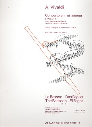Concerto mi mineur F.VIII No.6 pour basson et orchestre basson et piano