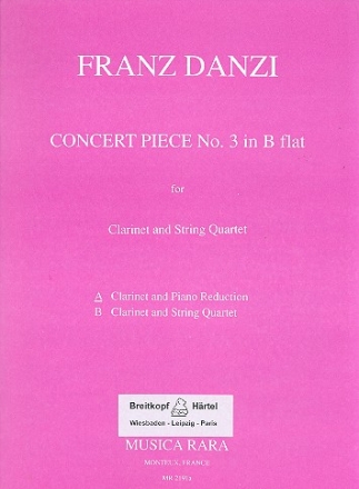 Concert Piece no.3 in b flat for Clarinet and String Quartet for clarinet and piano