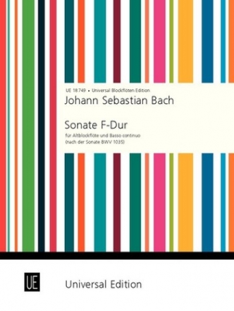 Sonate F-Dur nach BWV1035 fr Altblockflte und Bc
