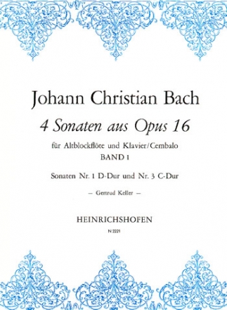 4 Sonaten aus op.16 Band 1 (Nr.1 und 3)  fr Altblockflte und Klavier