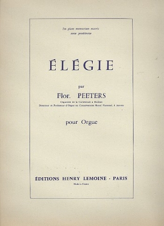 Elegie pour orgue im piam memoriam matris meae perdilectae