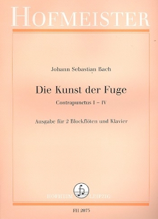 Die Kunst der Fuge - Contrapunctus 1-4 fr Sopranblockflte, Altblockflte und Klavier Stimmen