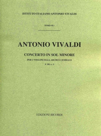 Konzert g-Moll F.III:2 fr 2 Violoncelli, Streicher und Bc Partitur