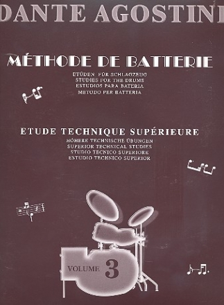 Methode de batterie vol.3 studies for the drums etude technique superieure