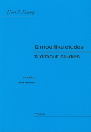 12 difficult Studies for treble recorder (Altblockflte)