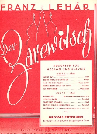 Der Zarewitsch Band 1 Album fr Gesang und Klavier