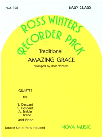 Amazing Grace  for 4 recorders (SSAT) and piano