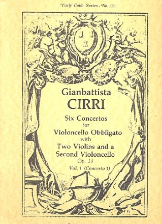 Concerto op.14,1 for violoncello obbligato, 2 violins and bc parts (with 2nd violoncello)