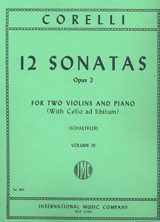 12 Sonatas op.2 Vol.3 (Nos.9-12) for 2 violins and piano (cello ad lib)