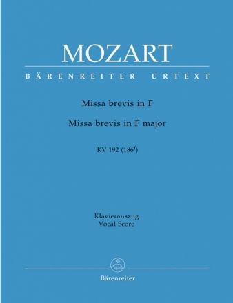 Missa brevis F-Dur KV192 fr Soli, gem Chor und Orchester Klavierauszug