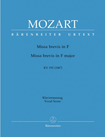 Missa brevis F-Dur KV192  fr Soli, gem Chor und Orchester Klavierauszug