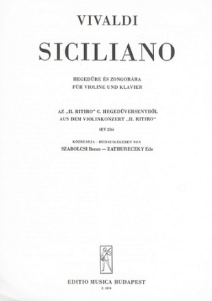 Siciliano RV56 fr Violine und Klavier
